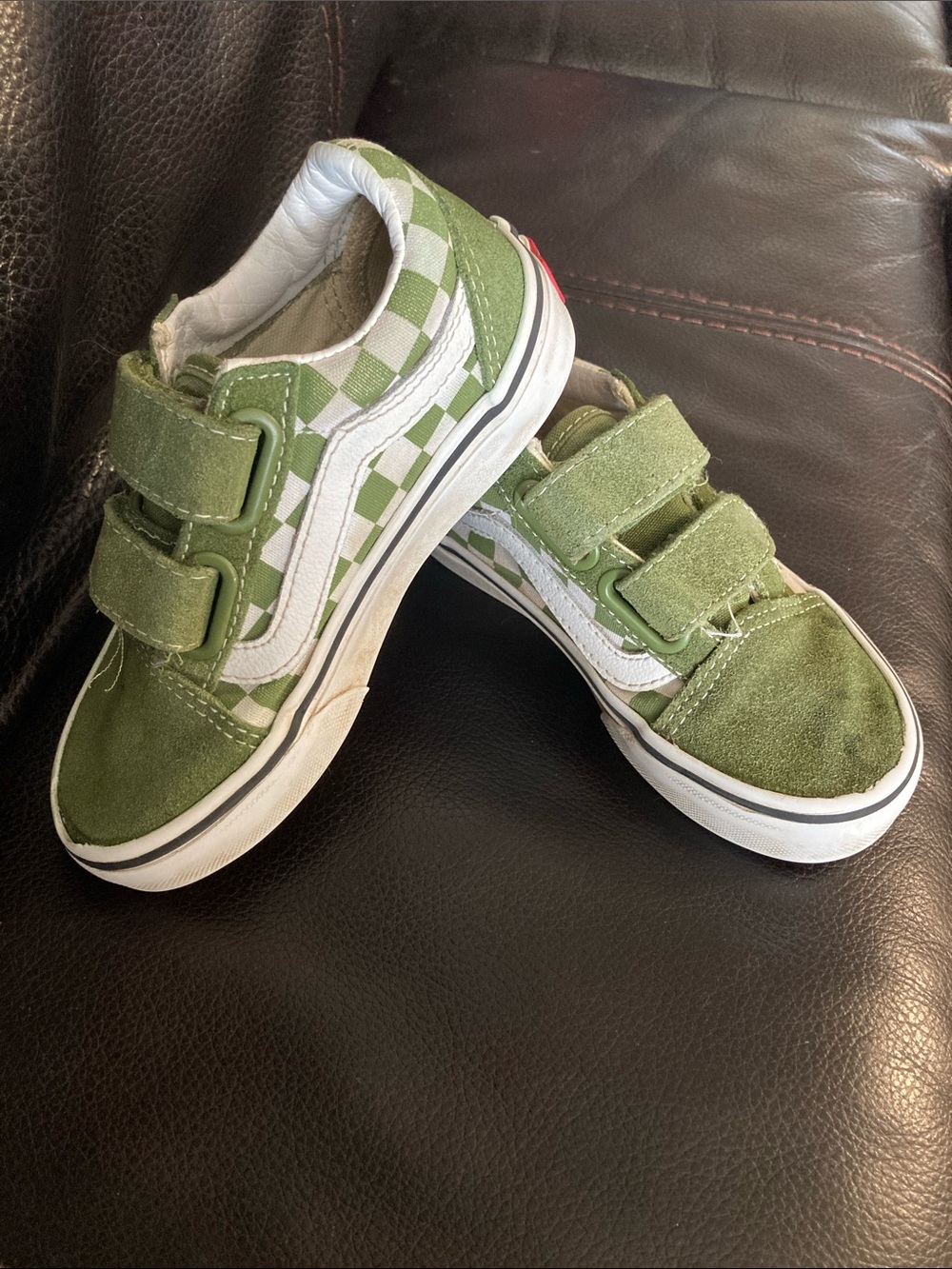 Vans Kids Green Suede Velcro Sneakers